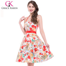 Grace Karin Stock Black Halter Baumwollbandage Vintage Kleid CL4595-3 #